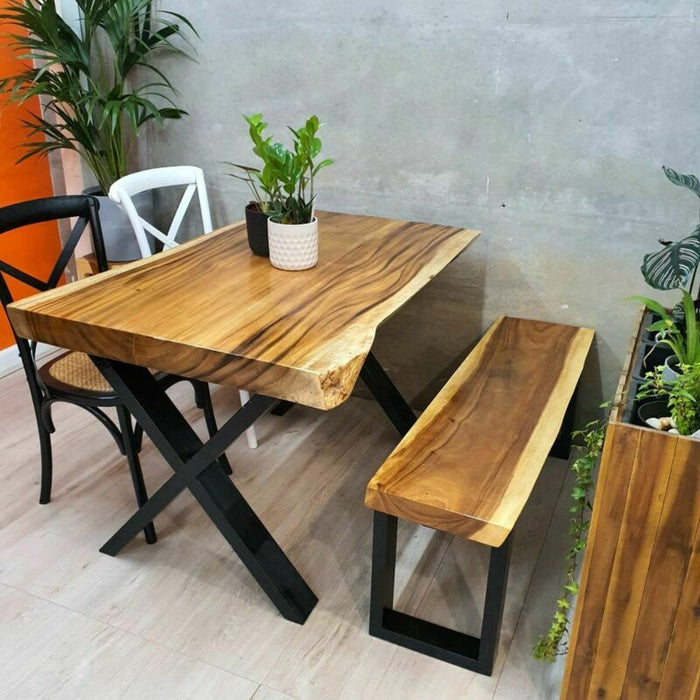 Rockley Dining Table 1.2m Live Edge Raintree Wood Bistro/Casual Indoor Outdoor