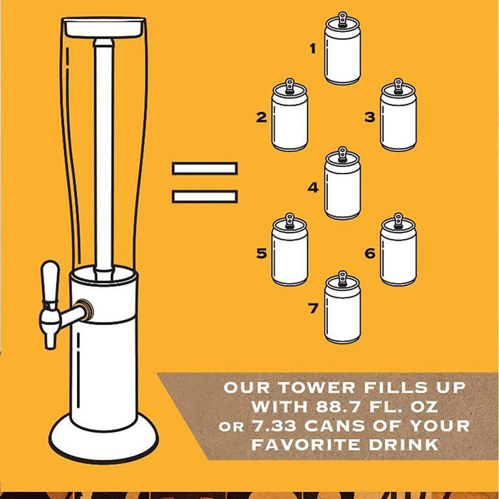 Refinery Beer Tower 2.6L With Tap Ice Drink Dispenser Beverage Bar Tube Copper