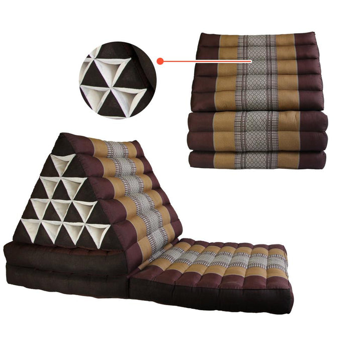 Brown Jumbo Thai 3 FOLDS Triangle Pillow Mattress Cushion Outdoor DayBed 9 Different Patterns
