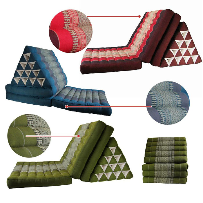 Red & Green Jumbo Thai 3 FOLDS Triangle Pillow Mattress Cushion Outdoor DayBed 9 Different Patterns