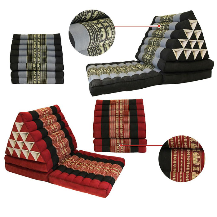 Red & Green Jumbo Thai 3 FOLDS Triangle Pillow Mattress Cushion Outdoor DayBed 9 Different Patterns