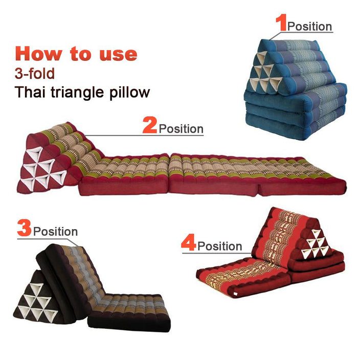 Red & Green Jumbo Thai 3 FOLDS Triangle Pillow Mattress Cushion Outdoor DayBed 9 Different Patterns