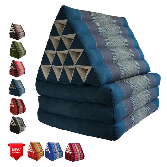 Blue Jumbo Thai 3 FOLDS Triangle Pillow Mattress Cushion Outdoor DayBed 9 Different Patterns