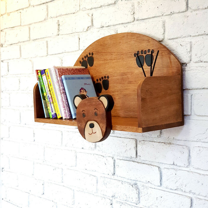 Solid Wooden Kids Floating Wall Mounted Display Shelf Bookshelf Storage Decor