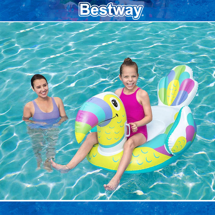 Bestway Toucan Ride On Swimming Pool Float For Kids 173x91cm/68"x36"