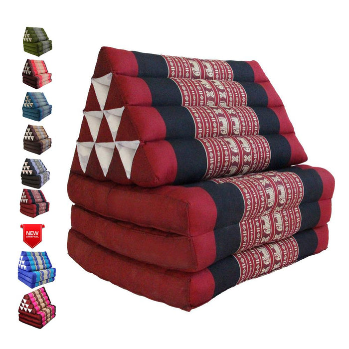 Red Elephant Large Thai Triangle Pillow 3 Fold Outdoor Mattress Cushion Day Bed 3Folds