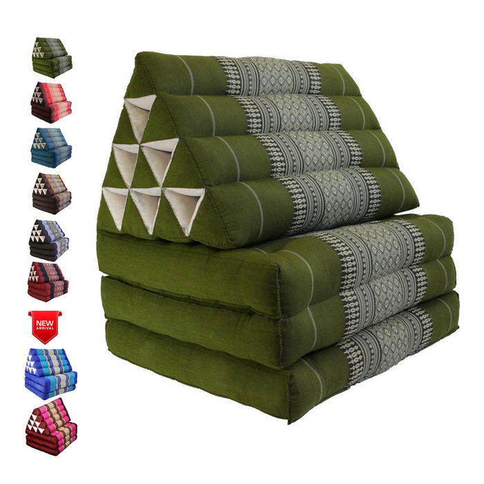 Green Large Thai Triangle Pillow 3 Fold Outdoor Mattress Cushion Day Bed 3Folds