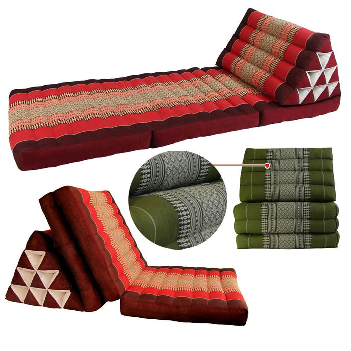 Red Large Thai Triangle Pillow 3 Fold Outdoor Mattress Cushion Day Bed 3Folds