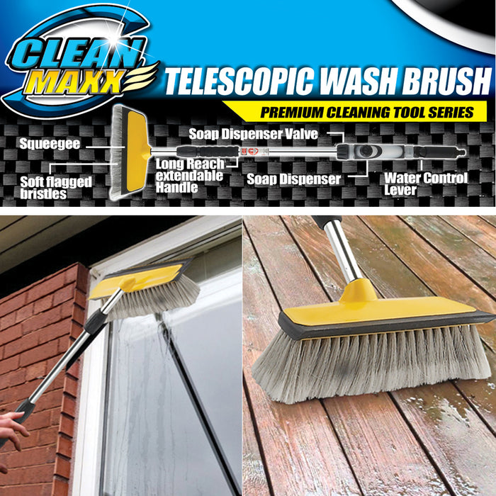 Telescopic Water Fed Car Wash Brush Soap Dispenser Van Boat Vehicle Cleaner