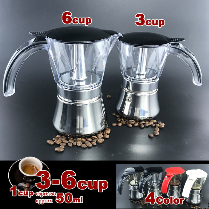 3/6Cups  Stainless Steel Stove Top Espresso Italian Coffee Maker BPA Free