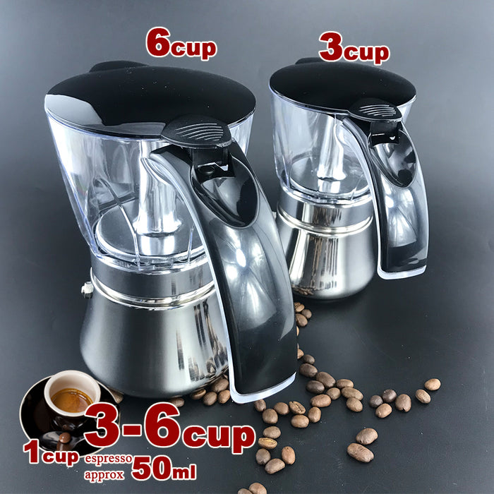 3/6Cups  Stainless Steel Stove Top Espresso Italian Coffee Maker BPA Free