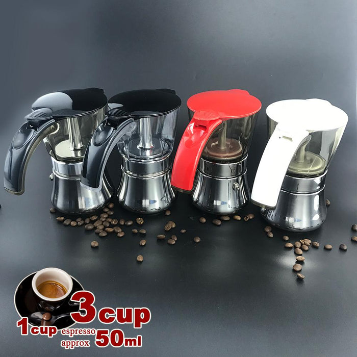 Black+Brown 3 Cups  Stainless Steel Stove Top Espresso Italian Coffee Maker BPA Free