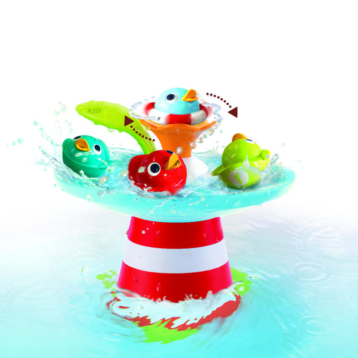 Yookidoo Magical Duck Race Baby Bath Toy - Water Fountain and Four Racing Magical Ducks
