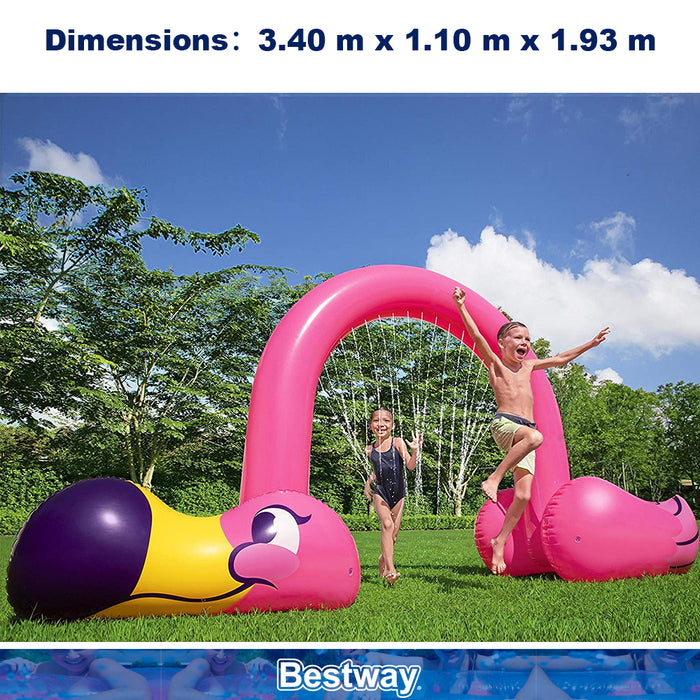 Bestway Inflatable Jumbo Pink Flamingo Sprinkler Spray Arch 3.4x1.1x1.9m