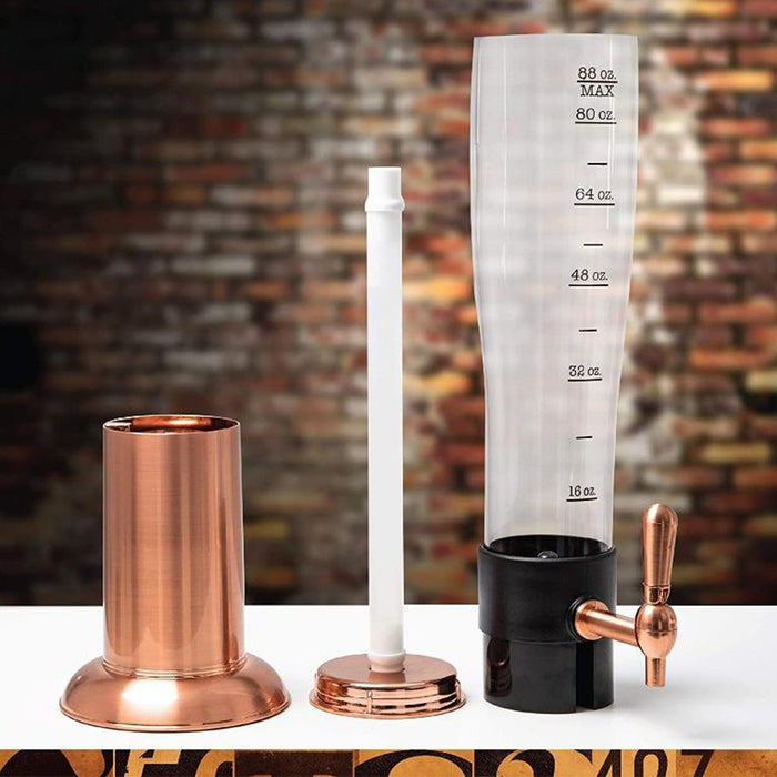Refinery Beer Tower 2.6L With Tap Ice Drink Dispenser Beverage Bar Tube Copper