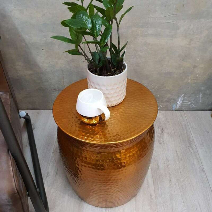 [Mango Trees] “Akora” Hand Crafted Metal Side Table/Stool 42cm with Flat Top
