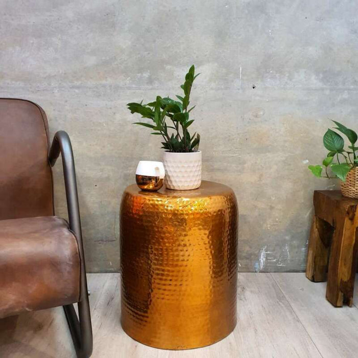 [Mango Trees] “Akora” Hand Crafted Metal Side Table/Stool 47cm With Rouned T