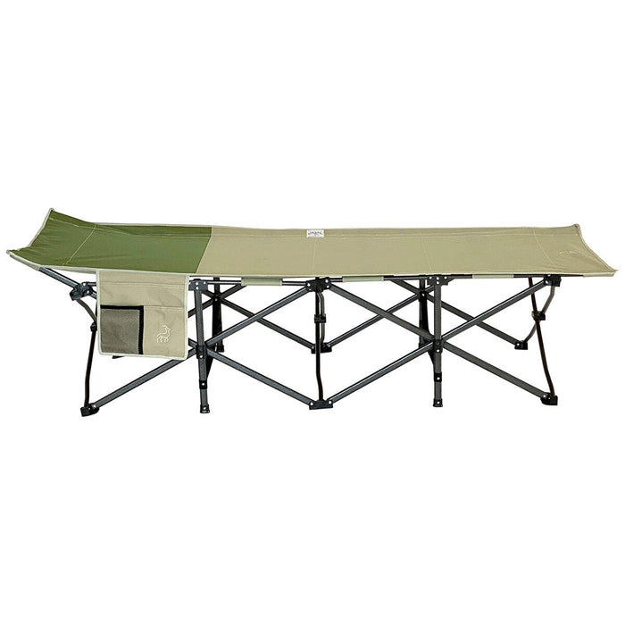 Hidden Wild XL Portable Folding Camp Bed Cot with Carry Bag Instant Open & Close Green