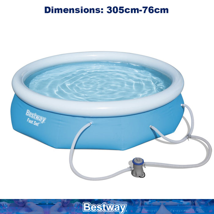 Bestway 10ft Inflatable Pool With Pump & Filter Set Above Ground Pool Easy Set 3.05m