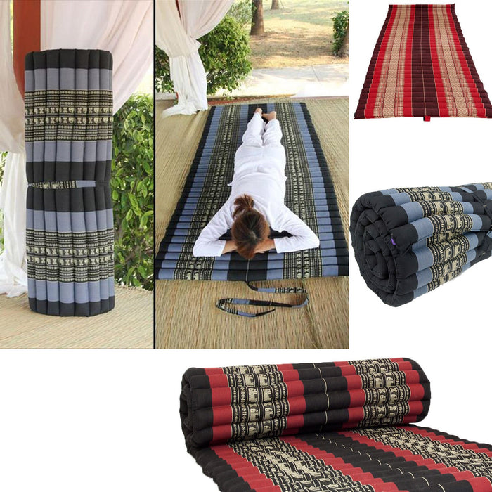 Thai Red Jumbo Size 100% Kapok Thai Roll Up Mat Fold Out Mattress Cushion Day Bed