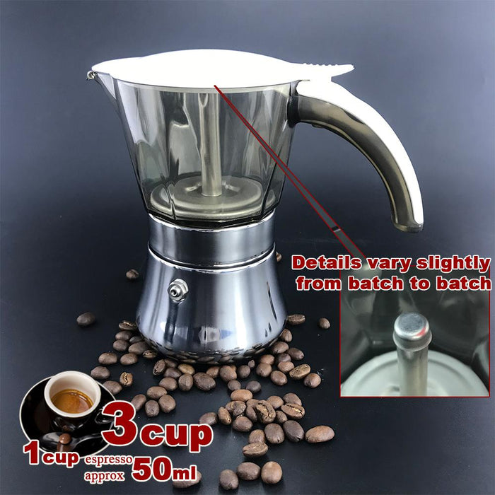 Black 3-6Cups Stainless Steel Stove Top Espresso Italian Coffee Maker BPA Free