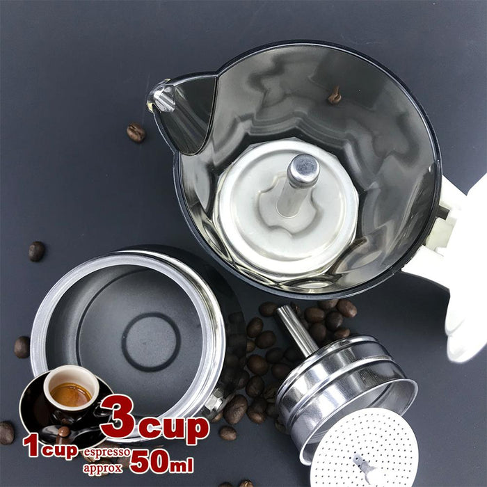 Black 3-6Cups Stainless Steel Stove Top Espresso Italian Coffee Maker BPA Free