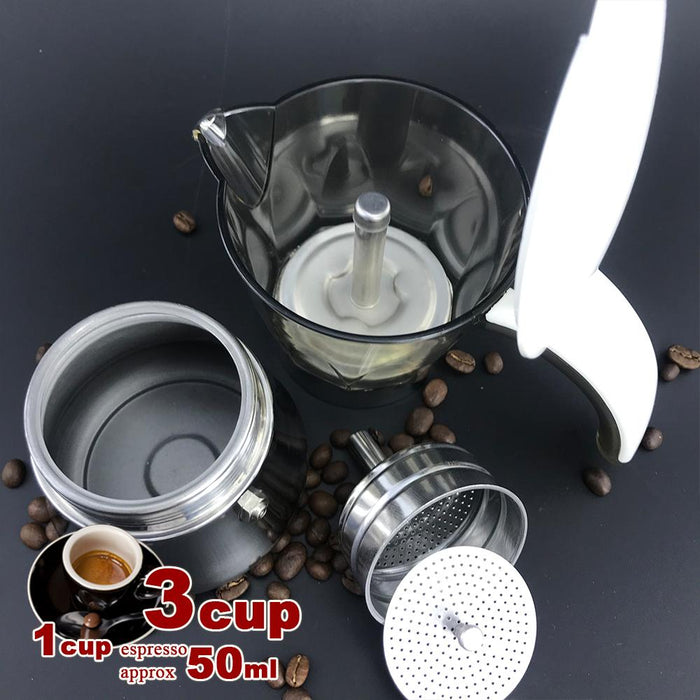 Black 3-6Cups Stainless Steel Stove Top Espresso Italian Coffee Maker BPA Free