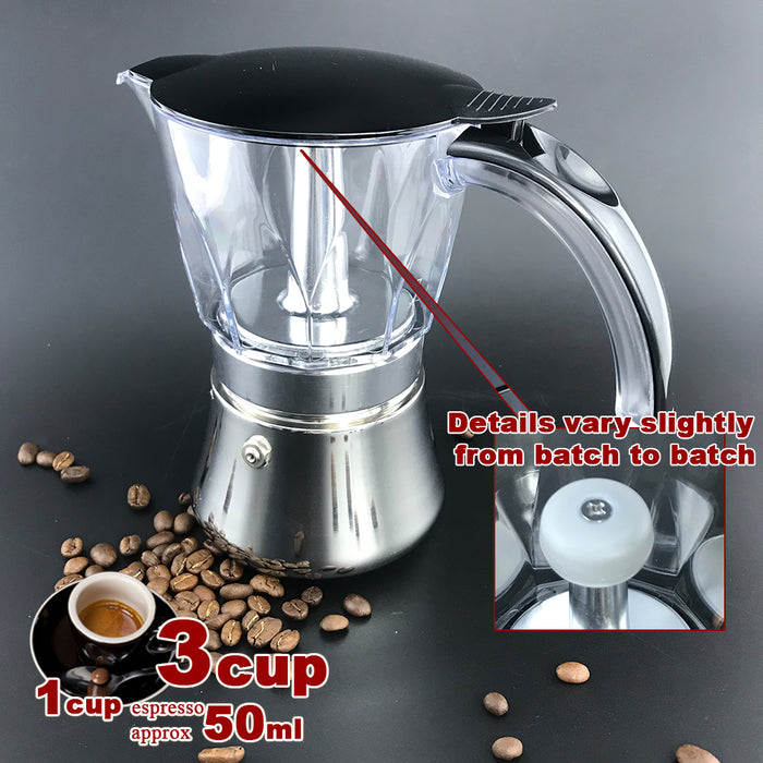 3/6Cups  Stainless Steel Stove Top Espresso Italian Coffee Maker BPA Free