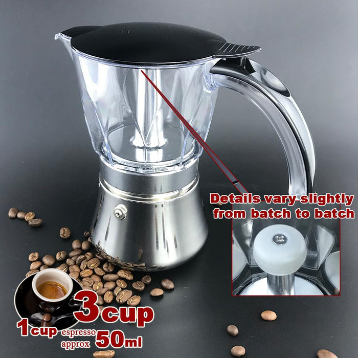 Black 3-6Cups Stainless Steel Stove Top Espresso Italian Coffee Maker BPA Free