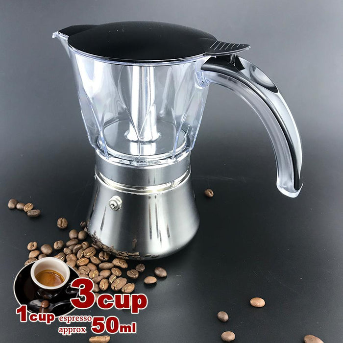 Black 3-6Cups Stainless Steel Stove Top Espresso Italian Coffee Maker BPA Free