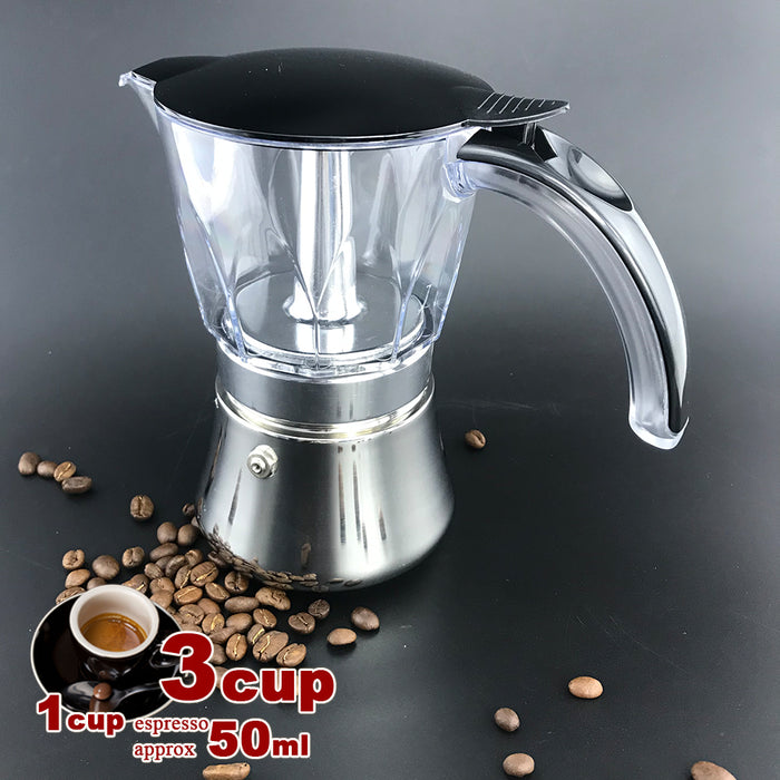 3/6Cups  Stainless Steel Stove Top Espresso Italian Coffee Maker BPA Free