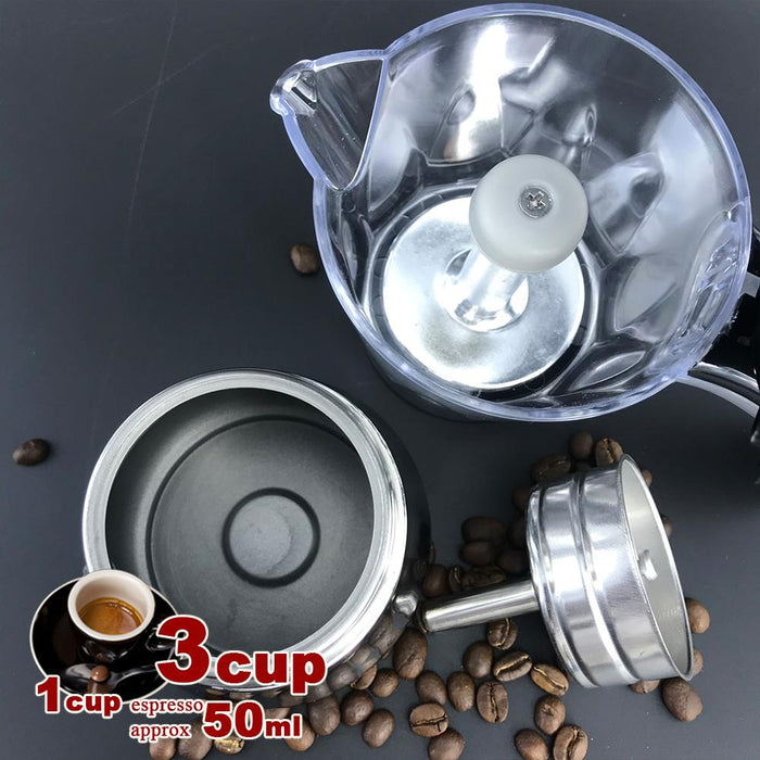 Black 3-6Cups Stainless Steel Stove Top Espresso Italian Coffee Maker BPA Free
