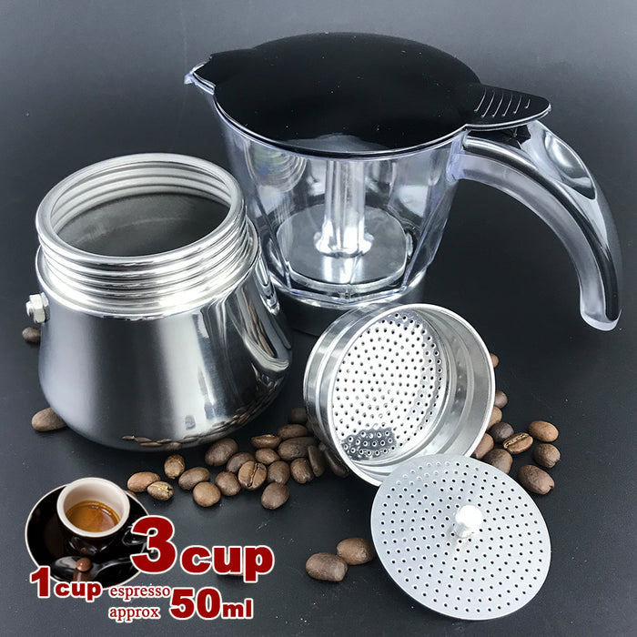 3/6Cups  Stainless Steel Stove Top Espresso Italian Coffee Maker BPA Free