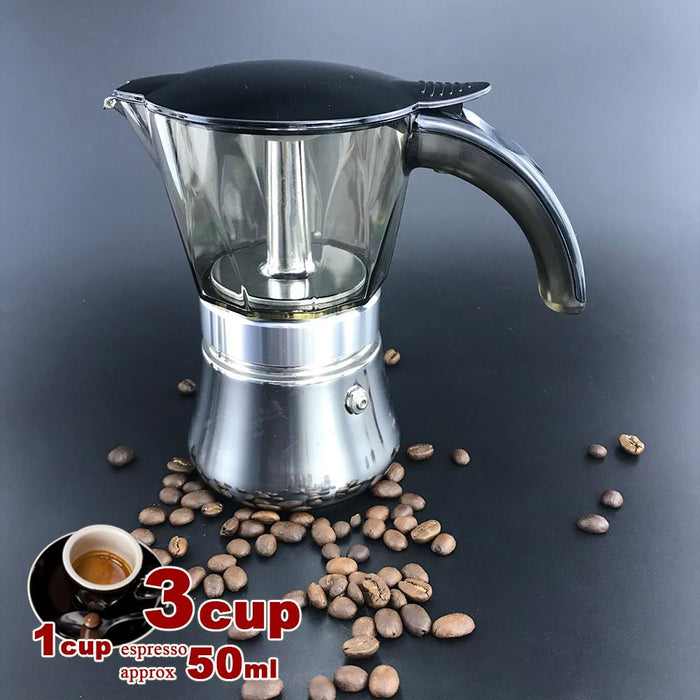 Black 3-6Cups Stainless Steel Stove Top Espresso Italian Coffee Maker BPA Free