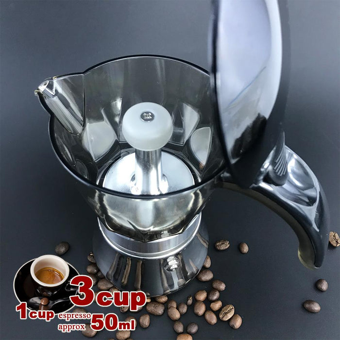Black+Brown 3 Cups  Stainless Steel Stove Top Espresso Italian Coffee Maker BPA Free