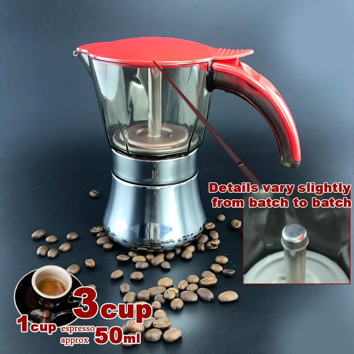 Black 3-6Cups Stainless Steel Stove Top Espresso Italian Coffee Maker BPA Free