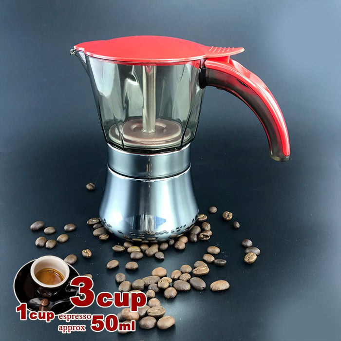 Black 3-6Cups Stainless Steel Stove Top Espresso Italian Coffee Maker BPA Free