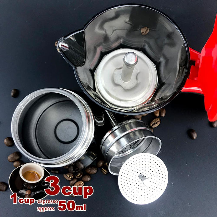 Black 3-6Cups Stainless Steel Stove Top Espresso Italian Coffee Maker BPA Free