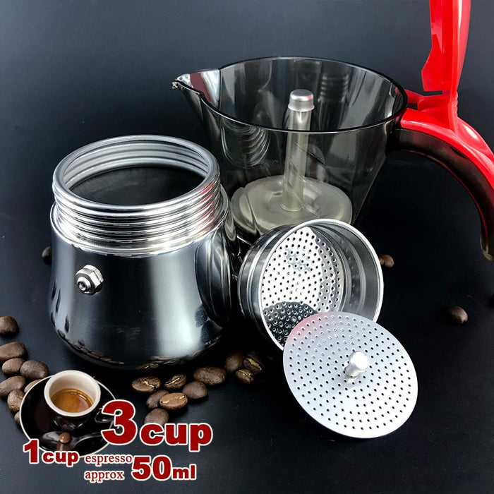 Black 3-6Cups Stainless Steel Stove Top Espresso Italian Coffee Maker BPA Free
