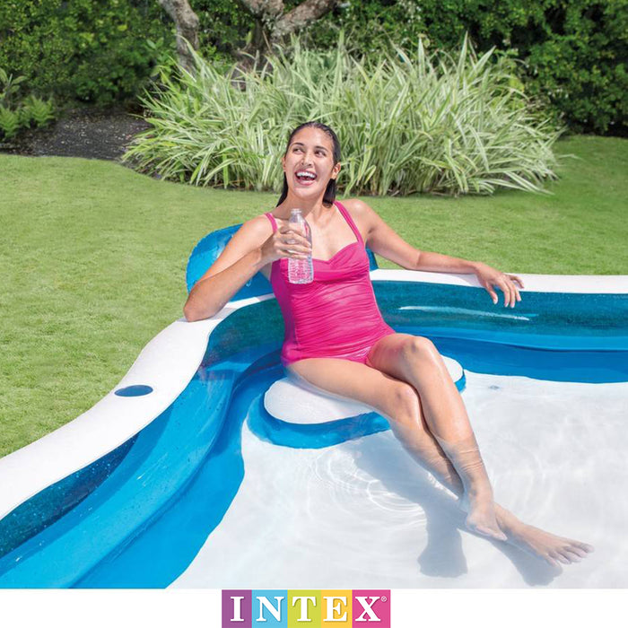 Intex Family Lounge Swimming Pool Centre With 4 Built-in Seats 2 Drinks Holders