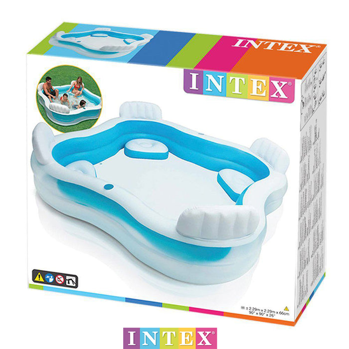 Intex Family Lounge Swimming Pool Centre With 4 Built-in Seats 2 Drinks Holders