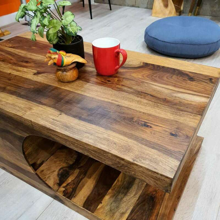 [MANGO TREES] "Terrigal" Coffee Table 90cm Hand Crafted Indian Rosewood Wood