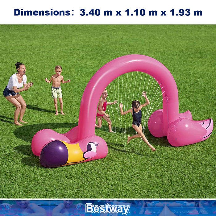 Bestway Inflatable Jumbo Pink Flamingo Sprinkler Spray Arch 3.4x1.1x1.9m