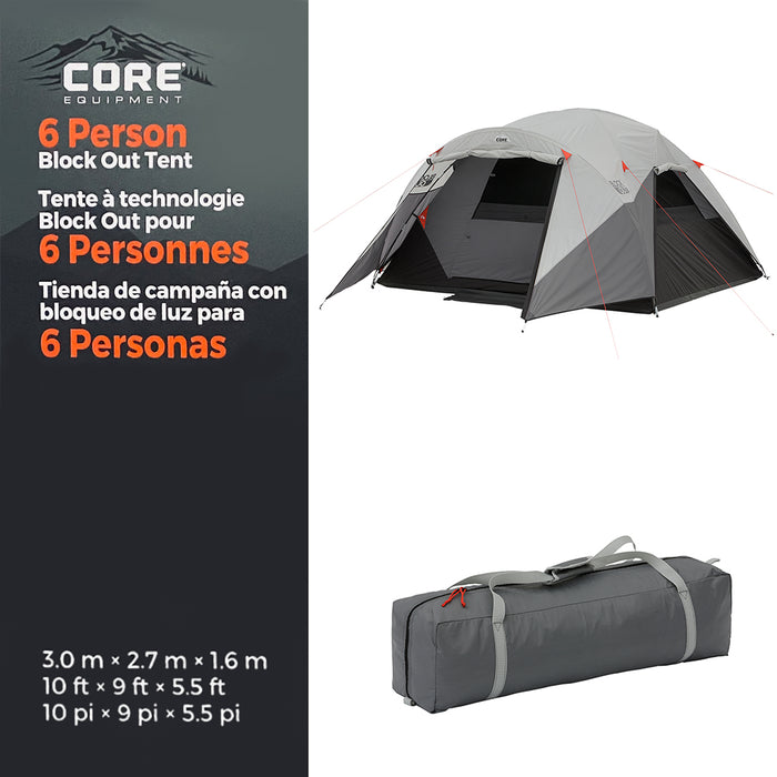 CORE 6 Person Block Out Tent Blocks Sunlight Good Sleep 3x2.7x1.6m