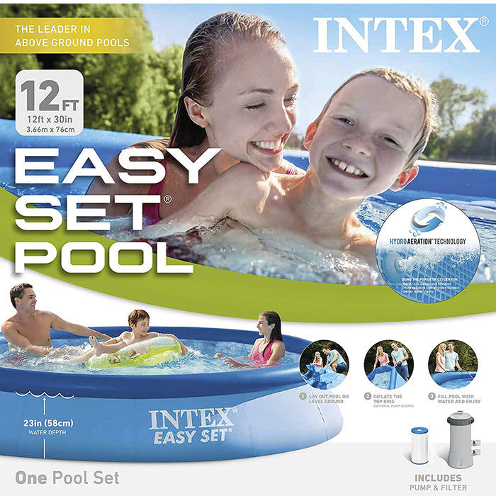Intex 12ft x 30in Inflatable swimming Pool With Pump & Filter 366cm x 76cm