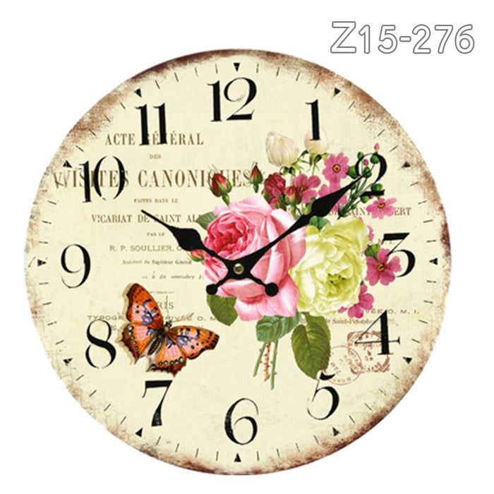 Z15-276 34cm Rustic Vintage Wall Clock Coloured Stylish Design Art Sculpture MDF Boards