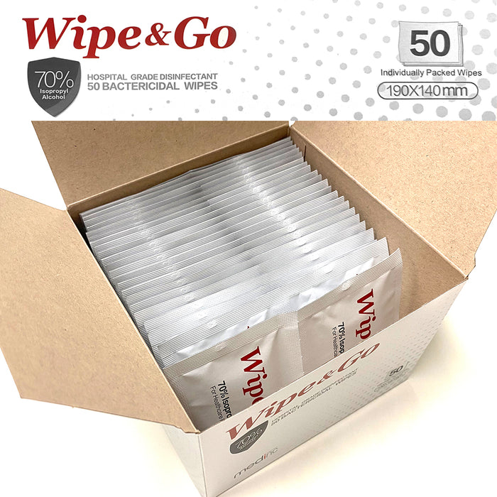 70% IPA Alcohol Wipes Wipe & Go 50~250pc (19x14cm) Hospital Grade Surface Bulk