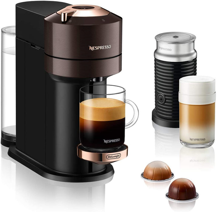 Delonghi Nespresso Vertuo Next Deluxe Coffee Machine With Aeroccino Gold / Silve