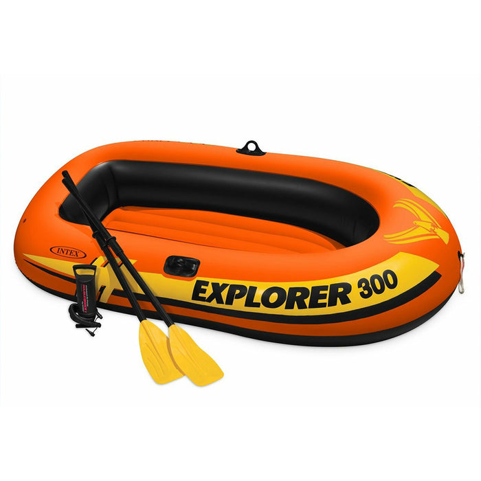 Intex 2.44mx1.17m Explorer Pro 300 Inflatable Boat 3 Person With 2 Oars & Mini Hand Pump