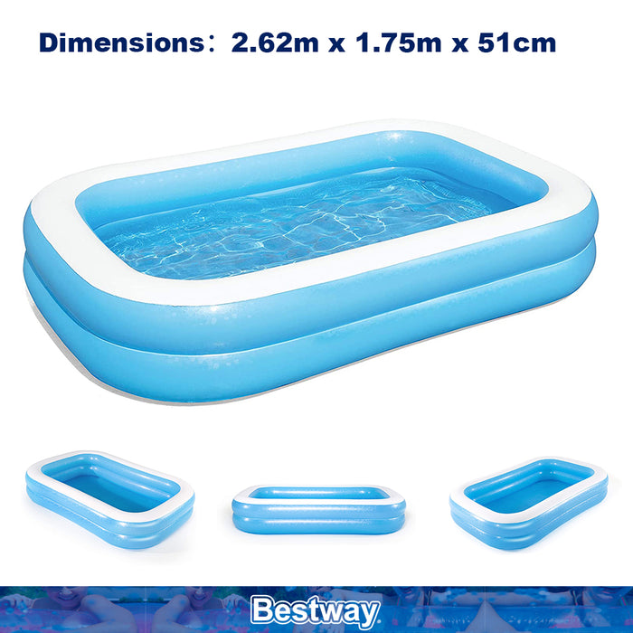 Bestway Inflatable Rectangular Swimming Garden Pool Paddling Family Kids AU STOCK